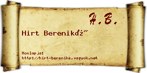 Hirt Bereniké névjegykártya